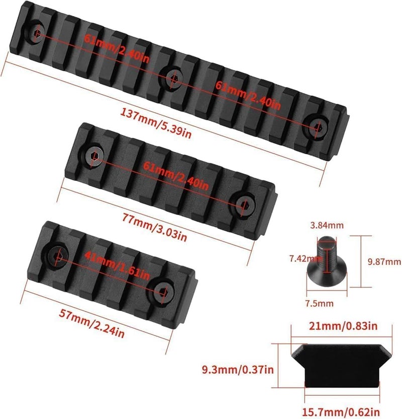 Gotical Store 5 Slots Aluminum Key mod Rail Section for Key mod Five Slots Key mod Rail Picatinnii Rail Section - Image 2