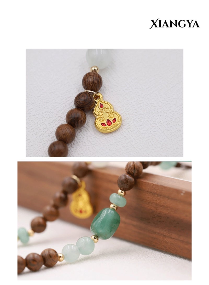 XIANGYA Natural Wood & Jade Phone Lanyard – Green Aventurine Beads Phone Strap, Gold-Plated Pendant Phone Charms, Multi-Purpose Phone Chain & Bag Charms Mobile Accessories - Image 4