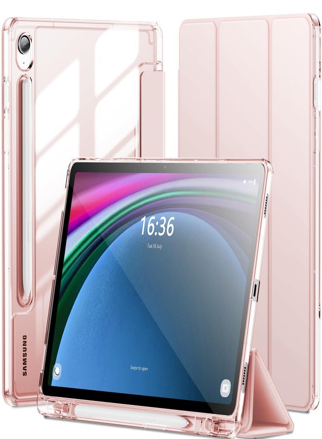 INFILAND Case for Samsung Galaxy Tab S10 FE/ S9 FE 5G 10.9 Inch/Tab S9 11 Inch with S Pen Holder, Slim Clear Protective Cover Support Auto Wake/Sleep (Pink) - Image 1