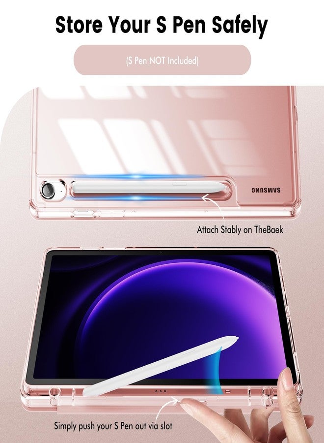 INFILAND Case for Samsung Galaxy Tab S10 FE/ S9 FE 5G 10.9 Inch/Tab S9 11 Inch with S Pen Holder, Slim Clear Protective Cover Support Auto Wake/Sleep (Pink) - Image 4