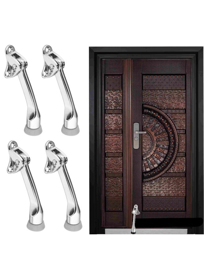 ROBUSTLINE Pack Of 4 Falling Type Foot Door Stopper Chrome Plated Slip Resistant For Tiles Carpet Wood And Laminate Floors And Other Floor Surfaces Stop Ds079 