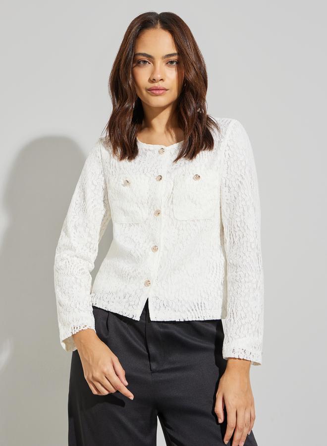 Styli Women Regular Fit Lace Overlay Jacket - Image 1