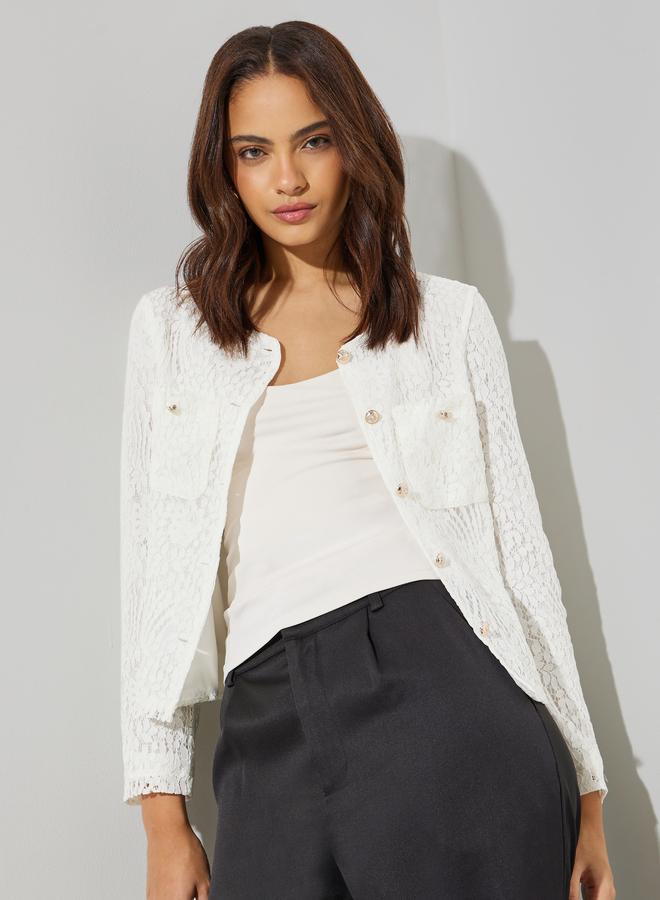 Styli Women Regular Fit Lace Overlay Jacket - Image 5