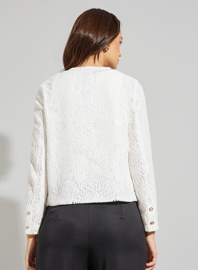 Styli Women Regular Fit Lace Overlay Jacket - Image 4