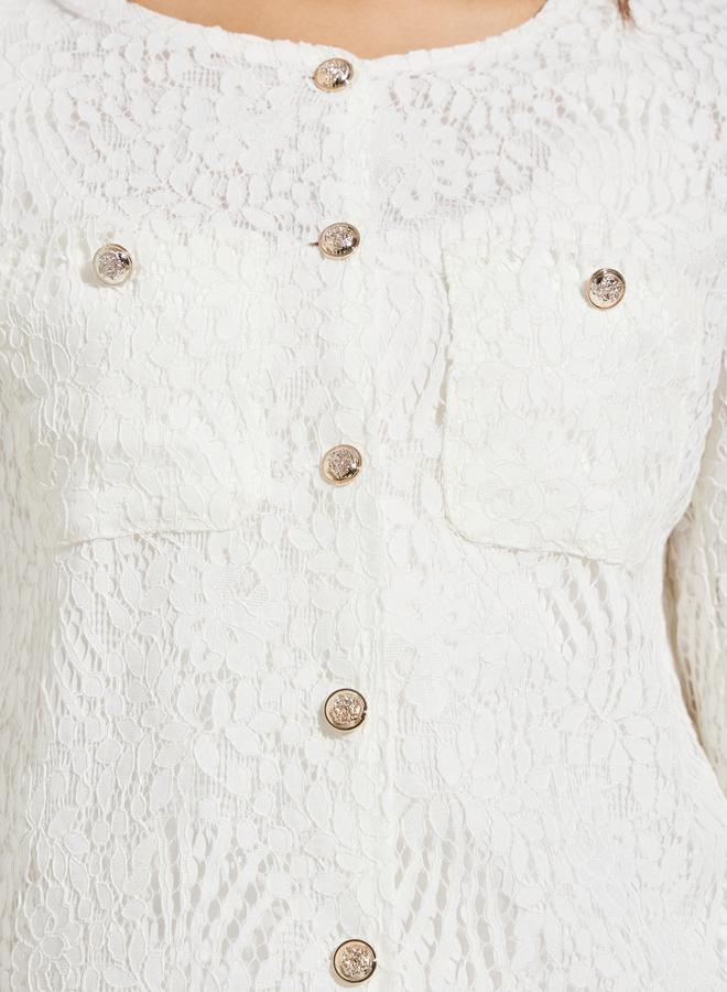 Styli Women Regular Fit Lace Overlay Jacket - Image 3