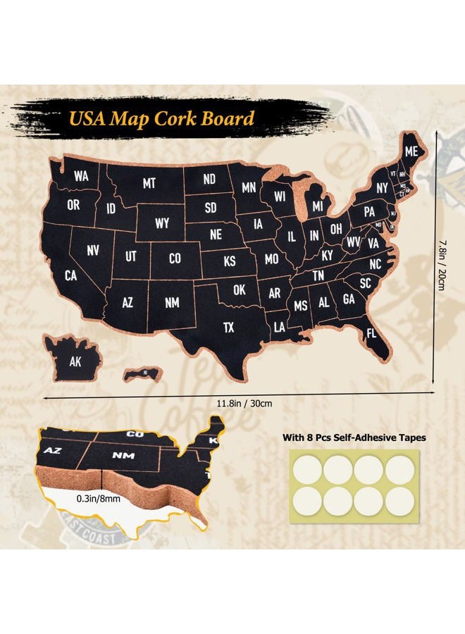 YCCYYCCY Frameless Cork Board Map of The United State, 14" X 11" Bulletin Boards for Walls, Travel Tracker Map for Office, School and Home (US-MAP-2636,NO) - Image 2