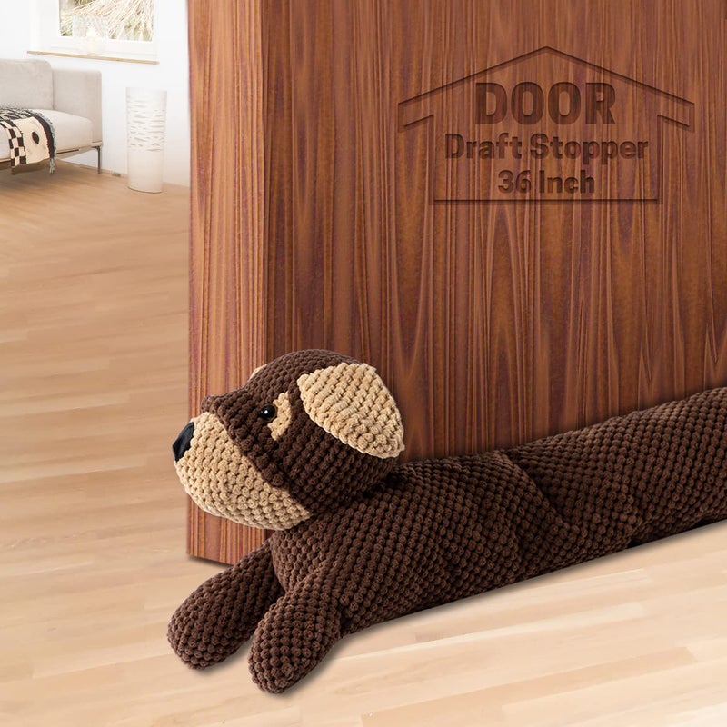 SWISSELITE 36 Inch Under Door Stopper Animal Air Draft Stopper Weighted 32 Pounds Brown Cotton Decorative Noise Blocker Light Blocker