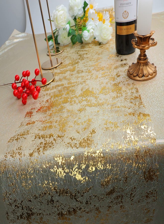 Snowkingdom Glitter Metallic Gold Table Runner 11"x108" Thin Mesh Sparkle Runner Roll Table Decorations for Wedding Bridal Shower, Baby Shower, Christmas, Birthday Party （1PC） - Image 4