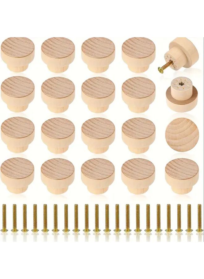 16pcs Polished Wooden Dresser Knobs Flat Top Round Cabinet Handles Mushroom Shaped Drawer Pulls For Cupboards Furniture One And Three Eighths Inch Diameter One Inch Height - Image 1