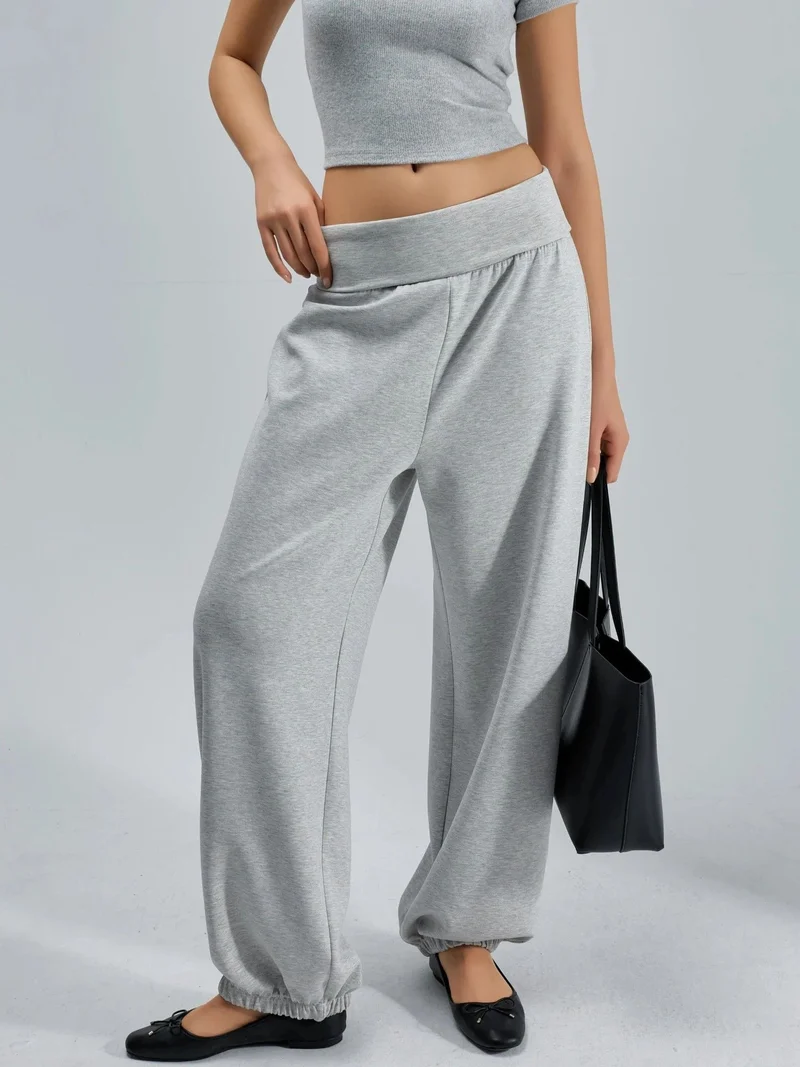 بوسيم BUSEM Women's Mid-Waist Straight Pull-On Trousers