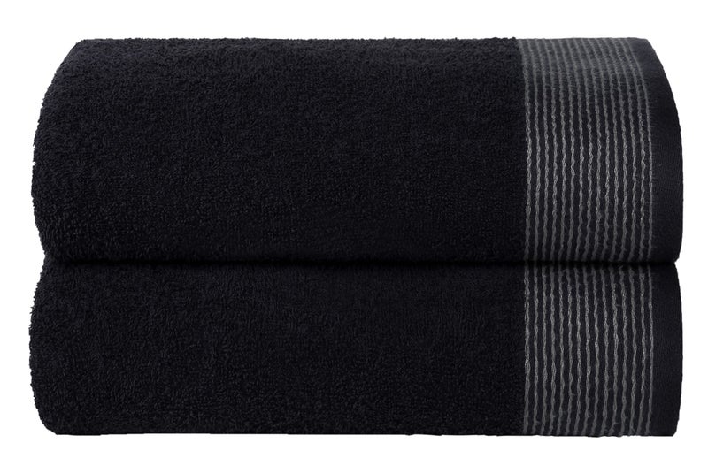 BELIZZI HOME Ultra Soft 2 Pack Oversized Bath Towel Set, 28x55 inches, 100% Cotton, Large, Absorbent, Quick Dry, Lightweight, Ideal for Gym, Travel, Camp, Pool - Black - Image 1