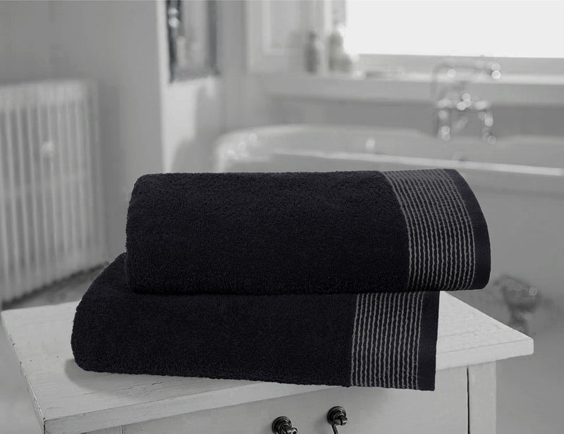 BELIZZI HOME Ultra Soft 2 Pack Oversized Bath Towel Set, 28x55 inches, 100% Cotton, Large, Absorbent, Quick Dry, Lightweight, Ideal for Gym, Travel, Camp, Pool - Black - Image 2