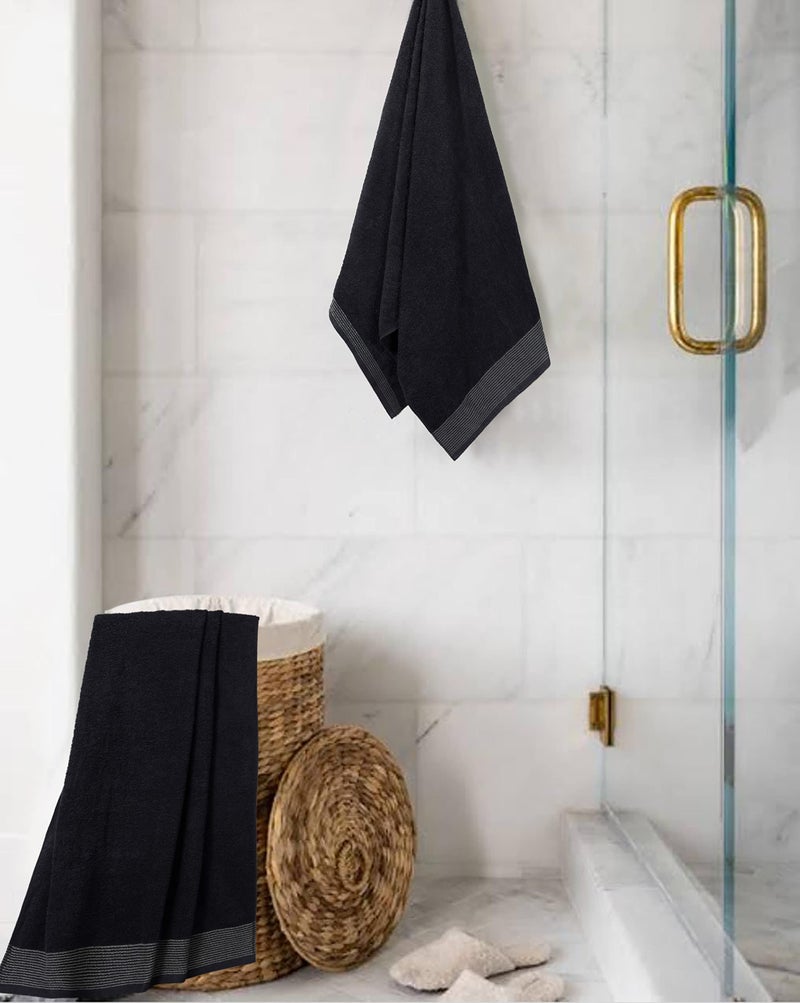 BELIZZI HOME Ultra Soft 2 Pack Oversized Bath Towel Set, 28x55 inches, 100% Cotton, Large, Absorbent, Quick Dry, Lightweight, Ideal for Gym, Travel, Camp, Pool - Black - Image 4