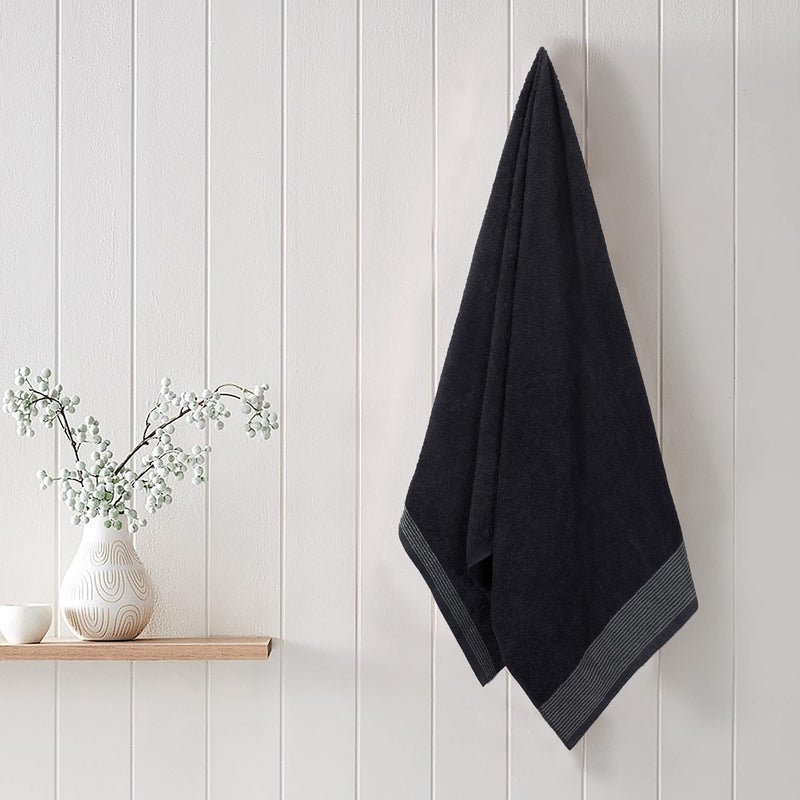 BELIZZI HOME Ultra Soft 2 Pack Oversized Bath Towel Set, 28x55 inches, 100% Cotton, Large, Absorbent, Quick Dry, Lightweight, Ideal for Gym, Travel, Camp, Pool - Black - Image 3