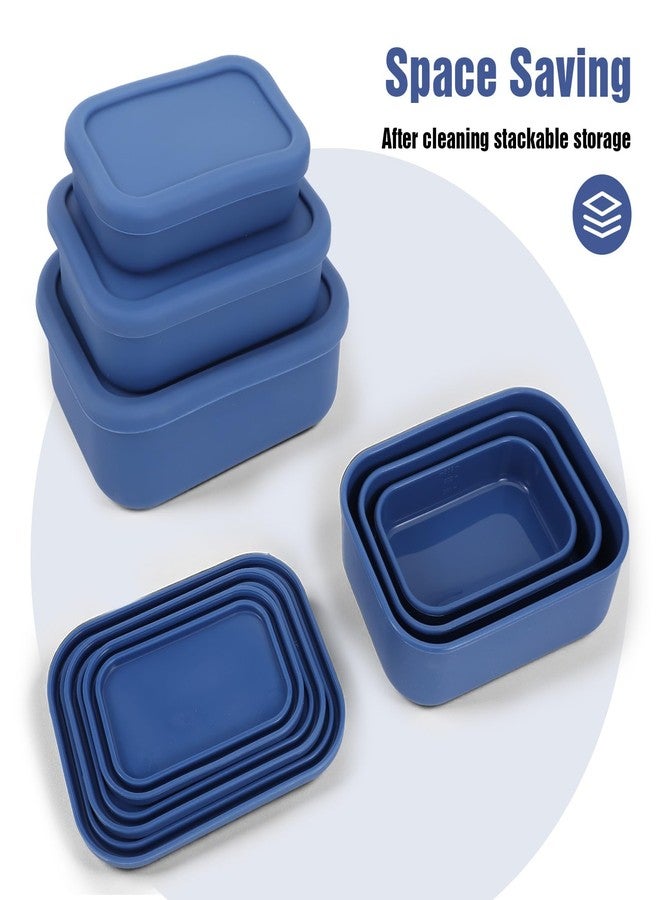 PercyEffie 3-Pack Silicone Lunch Box Food Containers Storage Box Rectangular Bento with Lids Airtight Leak-Proof Microwave Dishwasher & Freezer Safe 10.2oz 23.6oz 44oz Dark Blue - Image 3