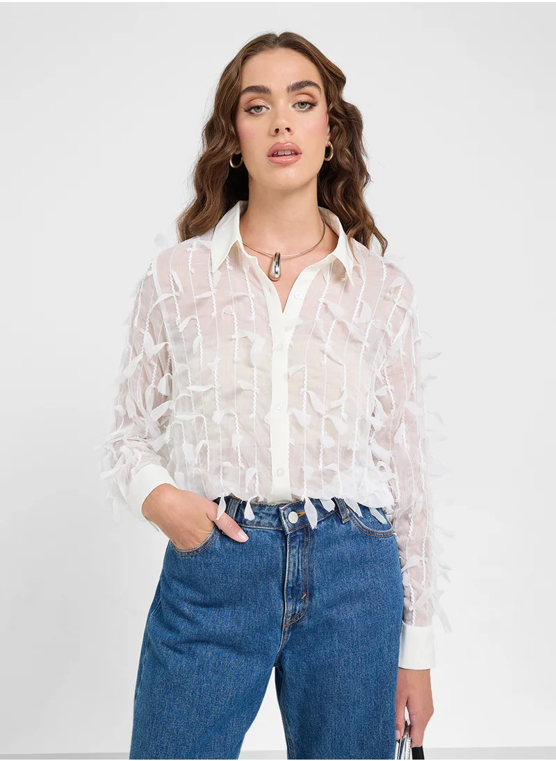 جينجر Embellished Button Down Classic Shirt