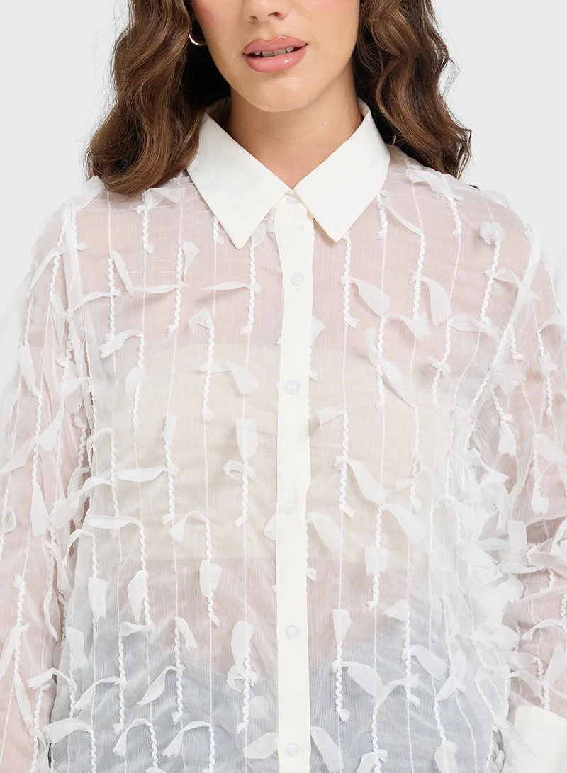 Ginger  Embellished Button Down Classic Shirt for Women | Best Price UAE