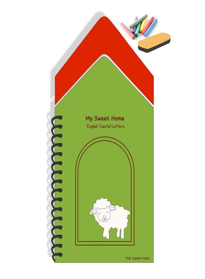 The Funny Mind Hut Shape Wooden A to Z English Capital Alphabets Reusable Chalk Book for Preschool, Early Learners, and Montessori Kids, Tracing Slate, Writing Practice Book for Beginners - Image 2