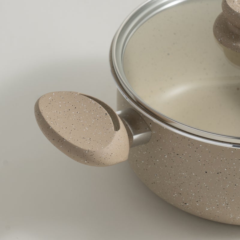 ألبرتو قدر ألومنيوم مع غطاء زجاج 3.0 لتر، كريمي - Image 3