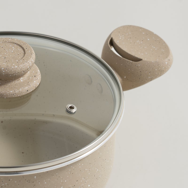 ألبرتو قدر ألومنيوم مع غطاء زجاج 3.0 لتر، كريمي - Image 2