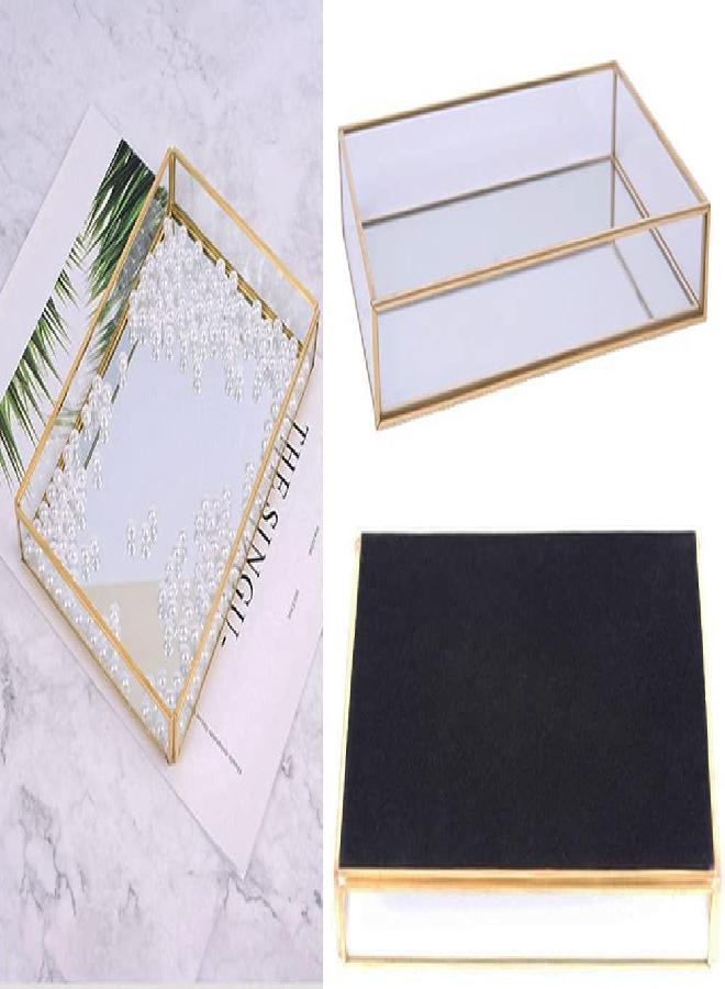 Sooyee Gold Tray Mirror, Rectangle Mirror Tray can Hold Perfume, Jewelry, Cosmetics, Makeup, Magazine and More,Decorative Tray for Vanity,Dresser,Bathroom,Bedroom(12”x8”) - Image 4