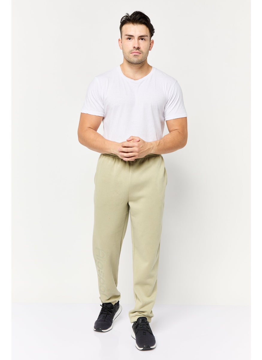 Algspar Men Regular Fit Graphic Print Jogger Pants, Light Olive  - Image 2