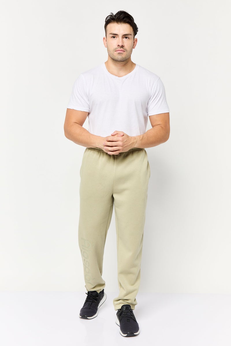 Algspar Men Regular Fit Graphic Print Jogger Pants, Light Olive - Image 2