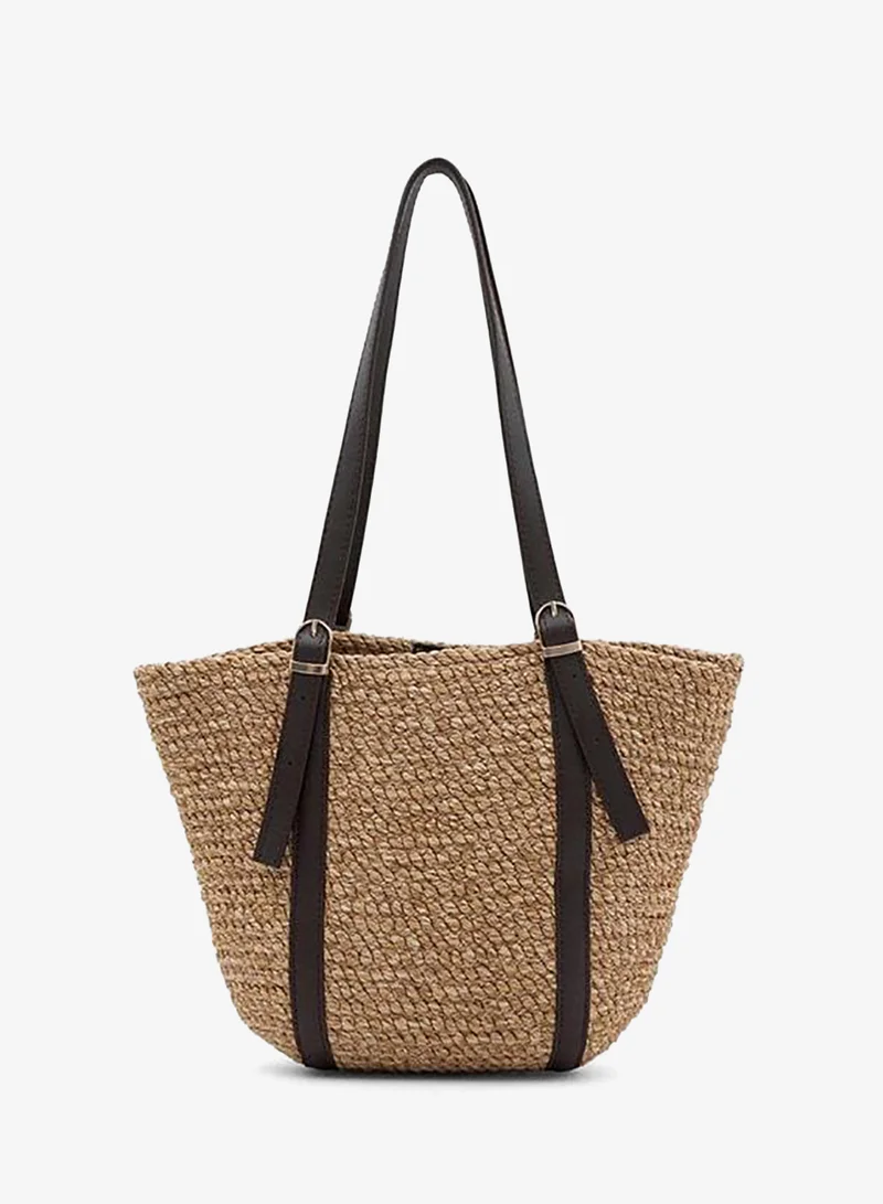 Veneto Adjustable Strap Straw Shoulder Bag.
