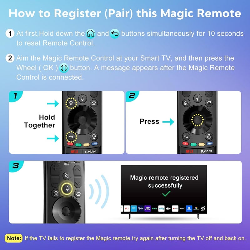 YOSUN Magic-Remote-for-LG-Smart-TV-Replacement-Remote-Control for LG 2019-2025 UHD OLED QNED NanoCell 4K 8K Smart TV - with Pointer and Voice Function - Image 3