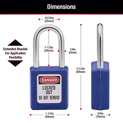 Master Lock 410BLU Lockout Tagout Safety Padlock with Key - Image 3