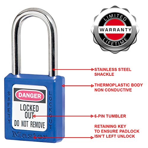 Master Lock 410BLU Lockout Tagout Safety Padlock with Key - Image 5