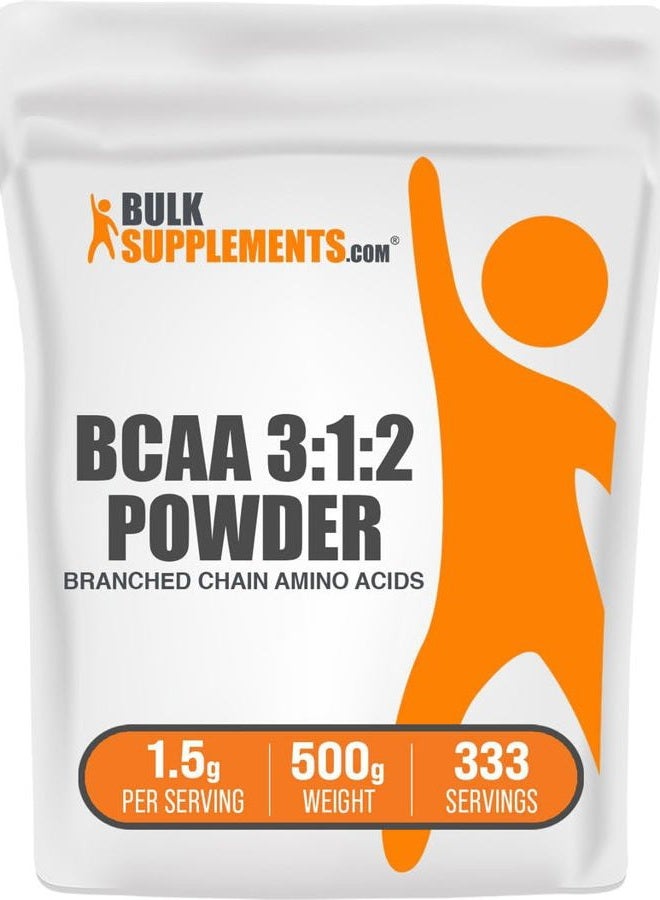 BulkSupplements .com BCAA 3:1:2 Powder - BCAA Supplements, Branched Chain Amino Acids Powder - Unflavored & Gluten Free, 1.5g per Serving, 500g (1.1 lbs) (Pack of 1) - Image 1