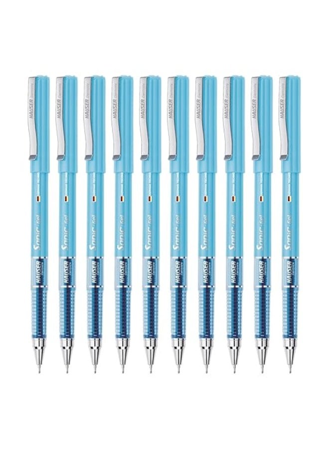 Hauser Sonic 0.55mm Gel Pen Blister Pack | Attractive Foiled Body | Stylish Metal Clip | Refillable & Waterproof Gel Ink | German Technology For Smooth & Effortless Writing | Blue Ink, Set of 10 Pens - Image 2