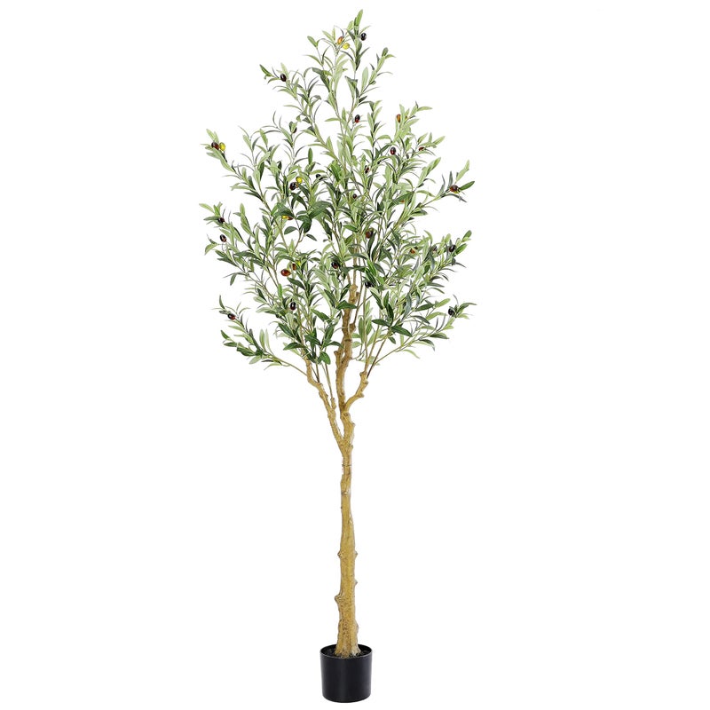 Nafresh Tall Faux Olive Tree6Ft72in Realistic Texture Potted Silk Artificial Olive Tree Fake Olive Trees Indoor Outdoor for Home Office Living Room Bedroom Foyer Porch Decor