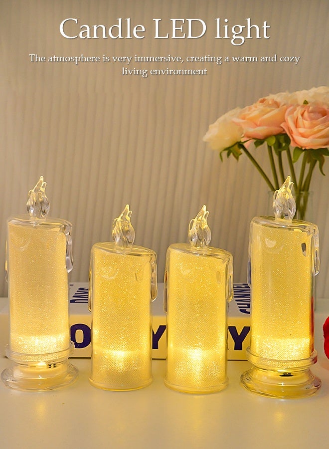 DUNISO 5Pcs LED Candle Light Set Simulated Tea Lights Transparent Crystal Candle Decorative Lamp Electric Fake Candle Light Set Battery Operated Flameless LED Candles Light for Festival Celebration, Home Decor, Wedding, Table Decor， Party - Image 3