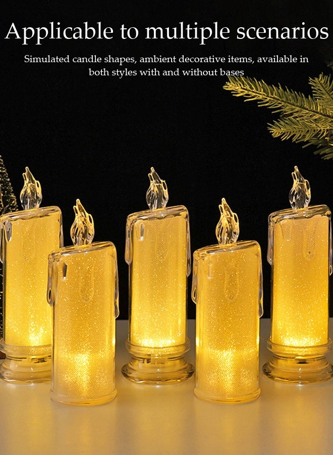 DUNISO 5Pcs LED Candle Light Set Simulated Tea Lights Transparent Crystal Candle Decorative Lamp Electric Fake Candle Light Set Battery Operated Flameless LED Candles Light for Festival Celebration, Home Decor, Wedding, Table Decor， Party - Image 2