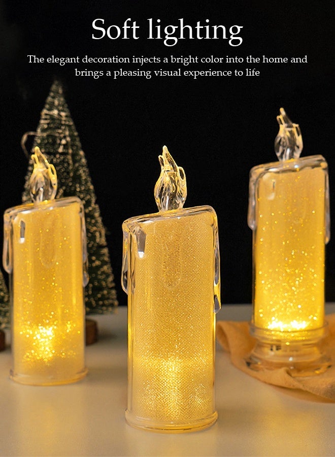 DUNISO 5Pcs LED Candle Light Set Simulated Tea Lights Transparent Crystal Candle Decorative Lamp Electric Fake Candle Light Set Battery Operated Flameless LED Candles Light for Festival Celebration, Home Decor, Wedding, Table Decor， Party - Image 5