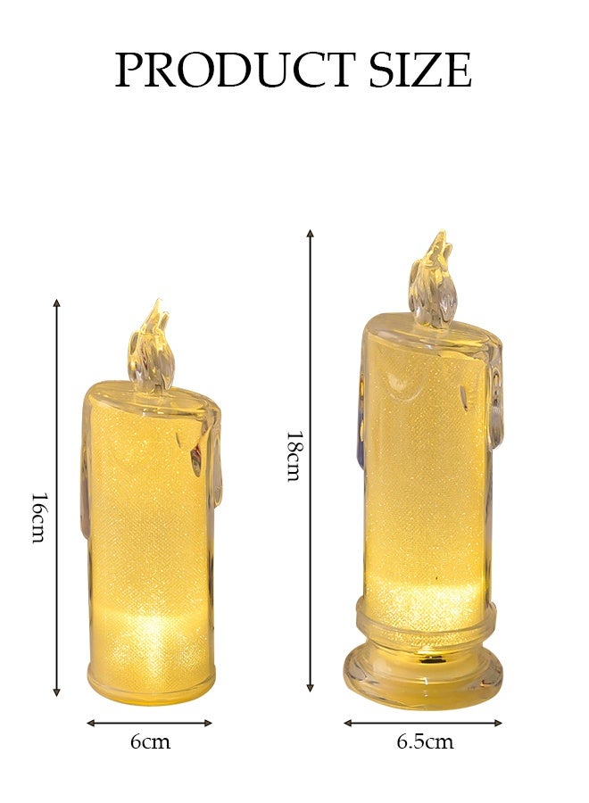 DUNISO 5Pcs LED Candle Light Set Simulated Tea Lights Transparent Crystal Candle Decorative Lamp Electric Fake Candle Light Set Battery Operated Flameless LED Candles Light for Festival Celebration, Home Decor, Wedding, Table Decor， Party - Image 4
