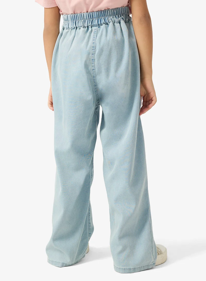 Pinata  Light Blue Embroidered Wide Leg Jeans for Women | Best Price UAE