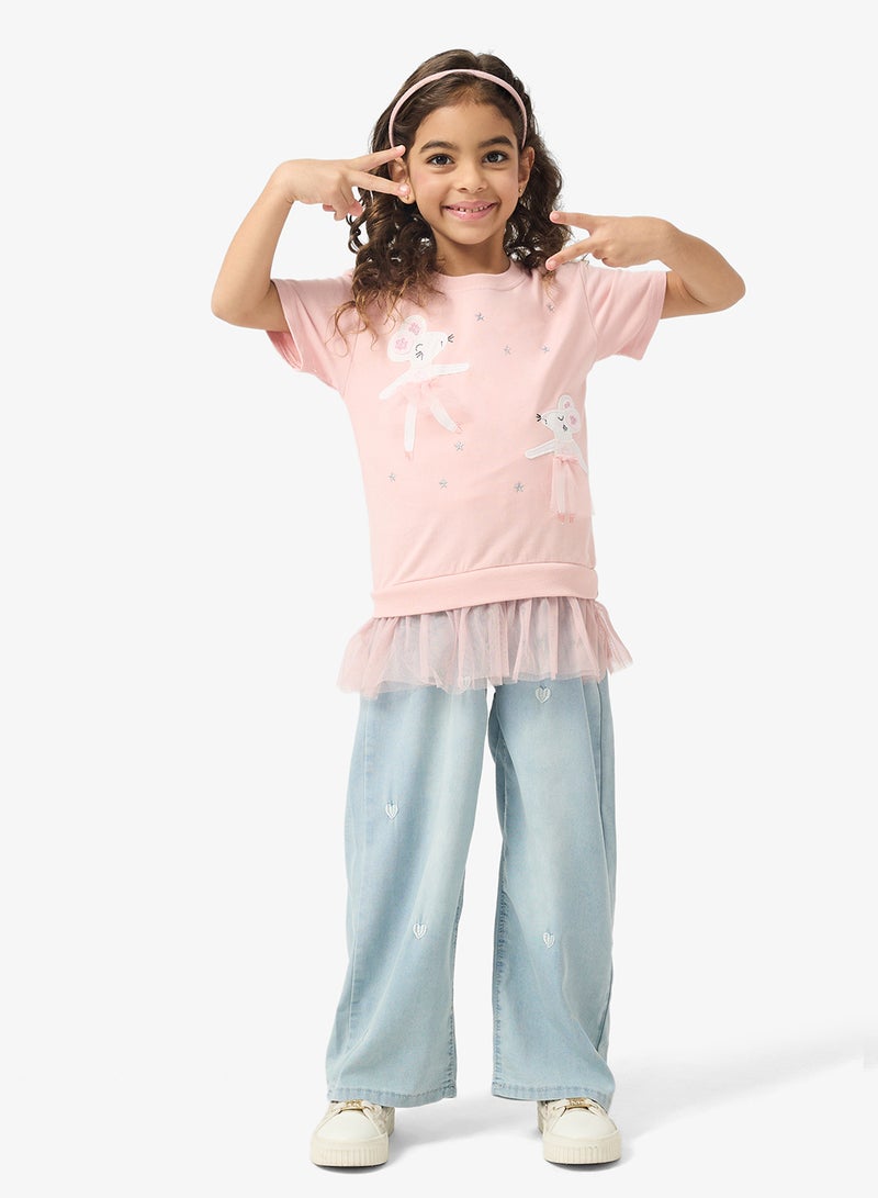 Pinata Light Blue Embroidered Wide Leg Jeans - Image 2