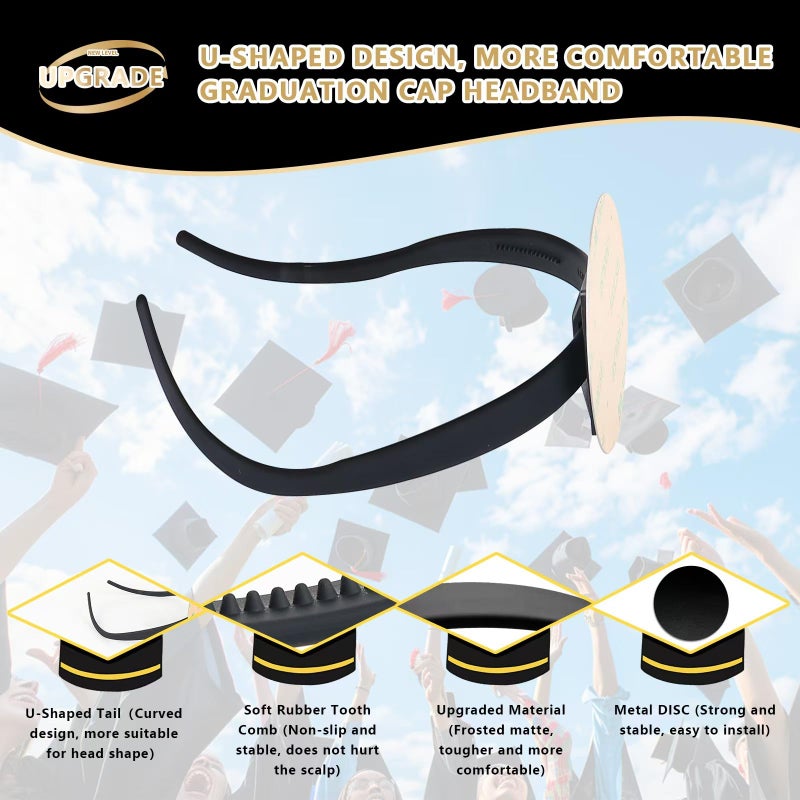 Tryly Graduation Cap Headband Insert, Grad Cap Stabilizer, Unique Design Compatible with Eyeglasses, Present for Graduates (2, Same Size) - Image 2