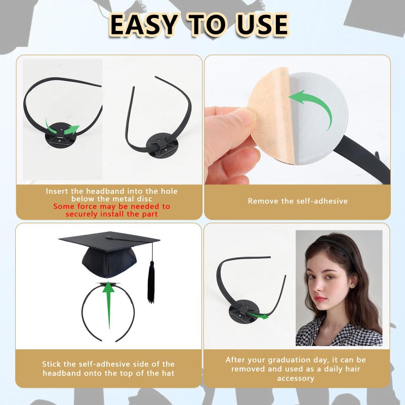 Tryly Graduation Cap Headband Insert, Grad Cap Stabilizer, Unique Design Compatible with Eyeglasses, Present for Graduates (2, Same Size) - Image 4