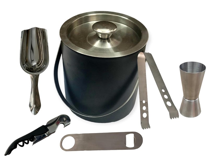 Proniks Stainless Steel Insulated Ice Bucket with Opener and Ice Tong and peg Measure and 15Liter Keeps Ice Cold for 6h Great bar Tools for Home Hotelbar AccessoriesMini barWine in Silver - Image 1