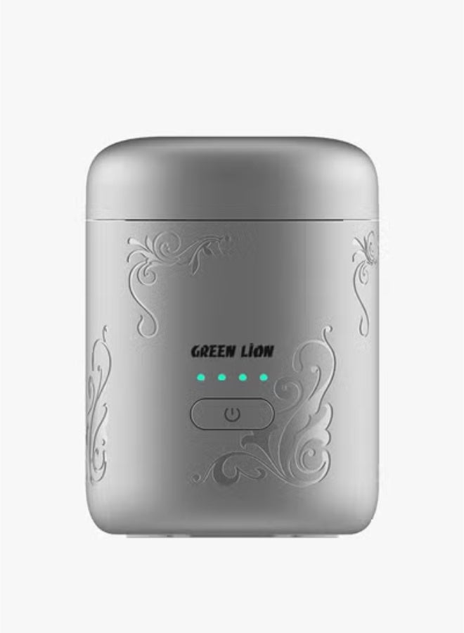 GREEN LION ASEEL Bakhour Incense Burner / Strong Fragrance Bakhoor/ Aesthetic Appearance / Wide Area Coverage / 120 sec Single Burning Time / 2 Min Auto Off / Type-C Charging Port / LED Indicator for Home Office and Car- Silver - Image 1