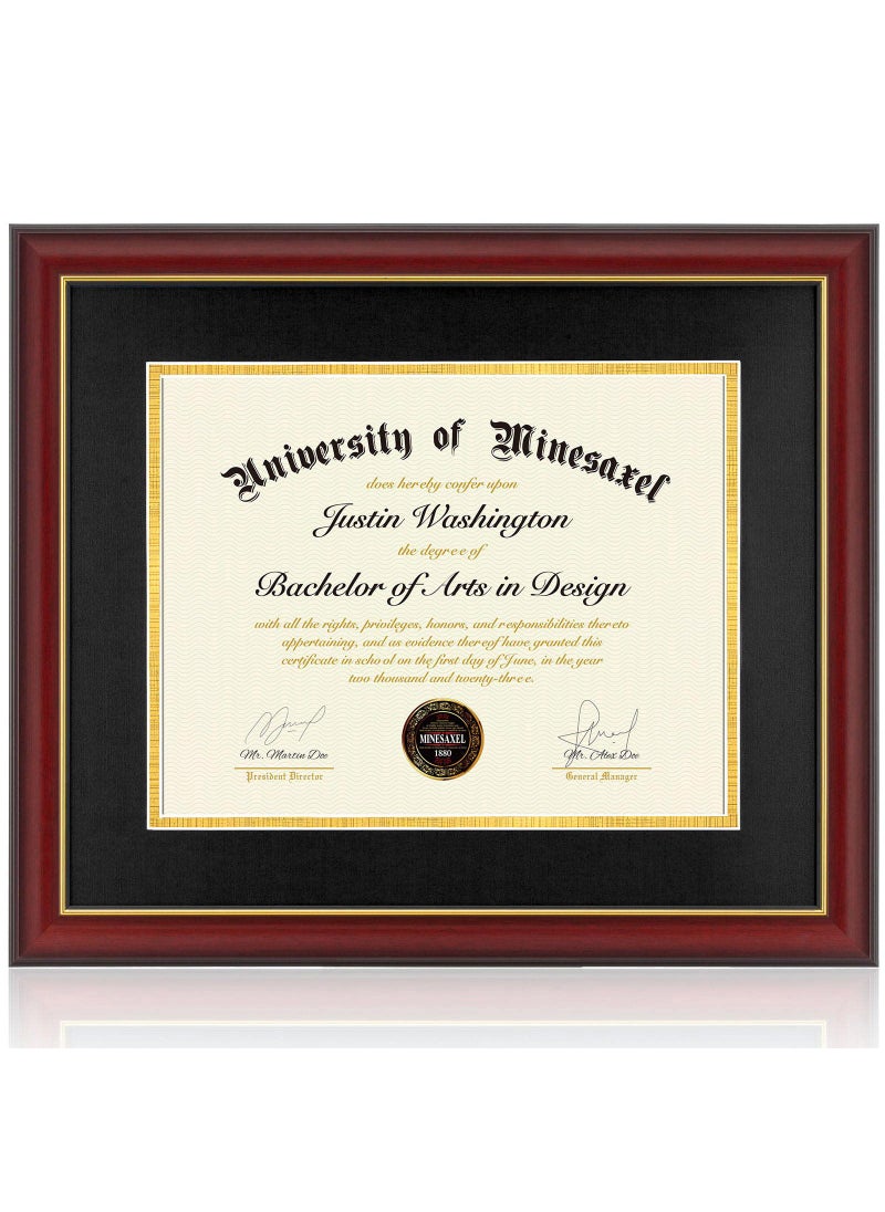 Minesaxel Minesaxel Diploma Frame 14x17 with Black Mat Fits Document Certificate or 16x20 Picture without Mat 17x14 Cherry Red Frame for Wall Mounting 