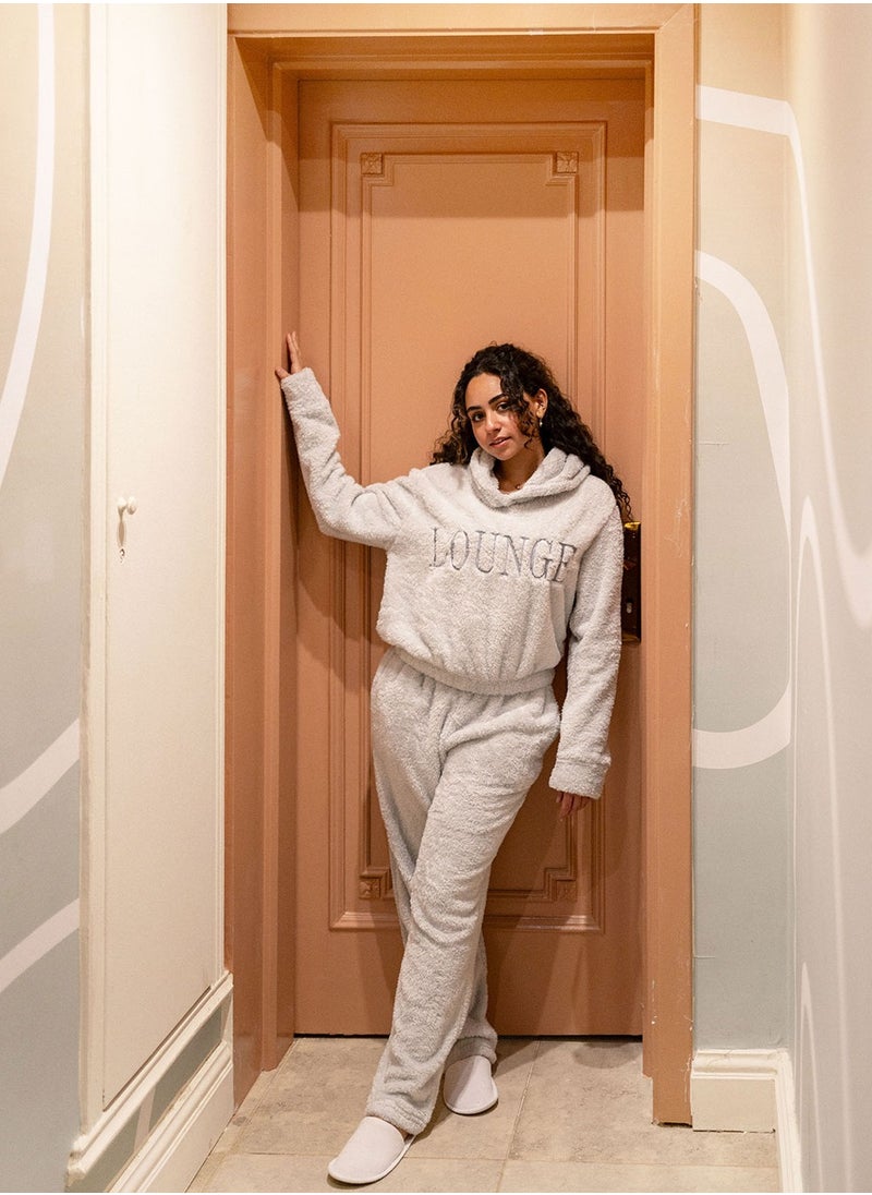 Arafa - Women Soft Polar fleece Grey PJ Set Relaxed Fit - Image 1