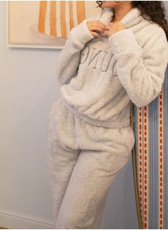 Arafa Women Soft Polar fleece Grey PJ Set Relaxed Fit  - Image 3