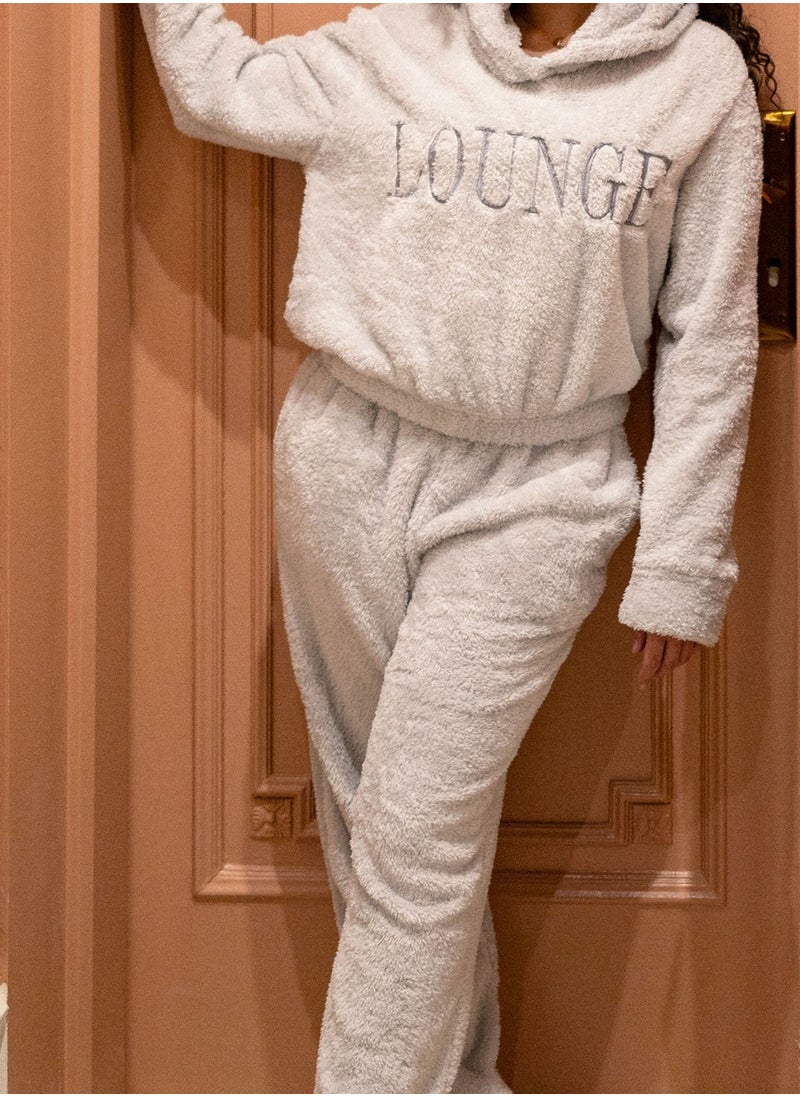 Arafa - Women Soft Polar fleece Grey PJ Set Relaxed Fit - Image 1