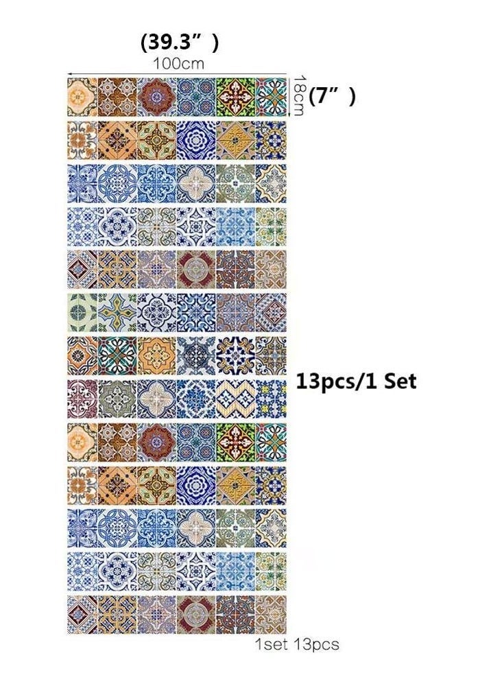 ARS Stair Sticker Decals Ceramic Tiles 13 Piece 3D DIY Staircase Wallpaper Wall Mural Home Decor Decoration Removable 39.3x7 - Image 3