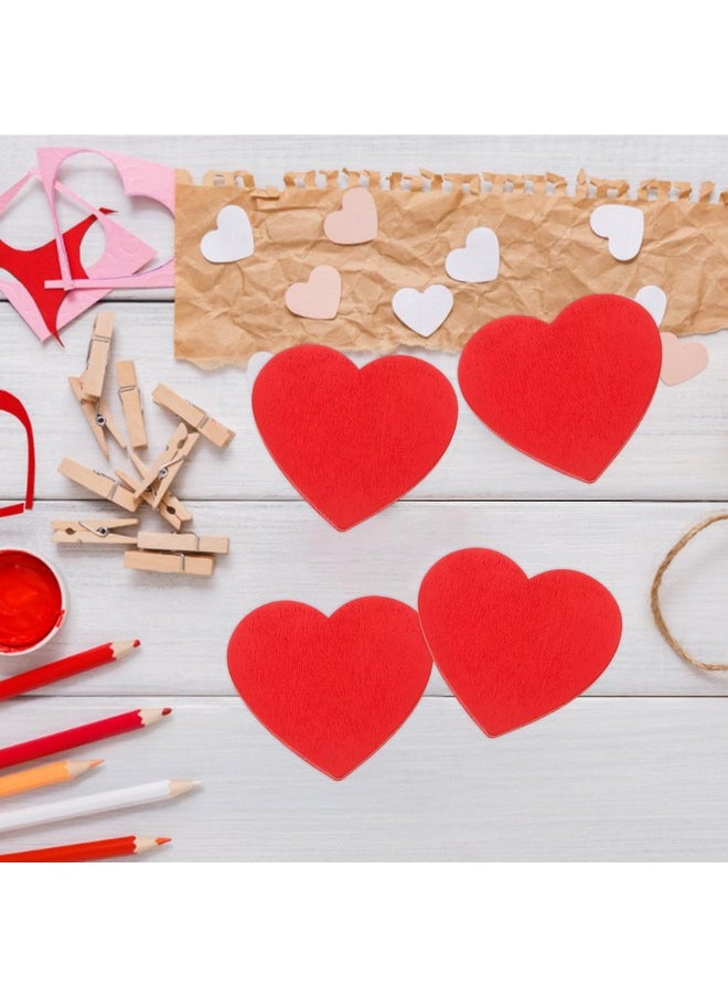 BESTOYARD BESTOYARD 20pcs Red Wooden Heart Slices Blank Unfinished Wood Cutout DIY Accessary for Wedding Christmas Party (5cm)  - Image 2
